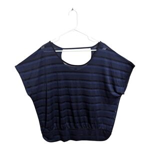 Lane Bryant Women's short sleeve Top 18/20 striped black w-246